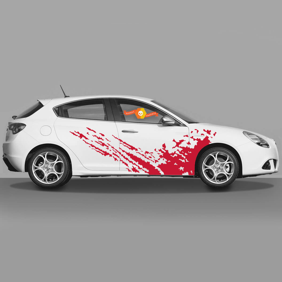 2x Deuren Carrosserie Sticker past op Alfa Romeo Giulietta Stickers Decals Vinyl Graphics Fire Stream
