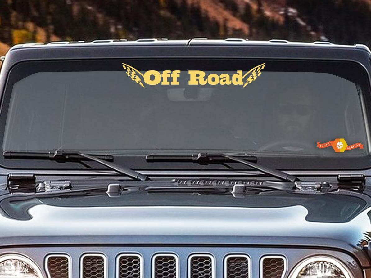 Offroad Geruite Vlaggen Voorruitbanner Vinyl Sticker voor Jeep