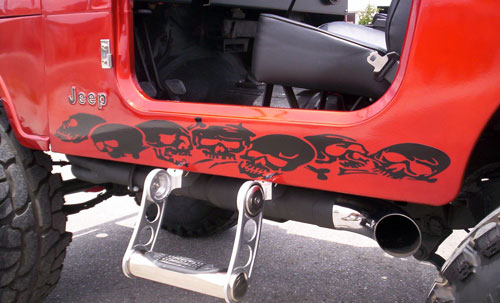 Skull Row Rocker Paneel Vinyl Decal Set voor Jeep Wrangler