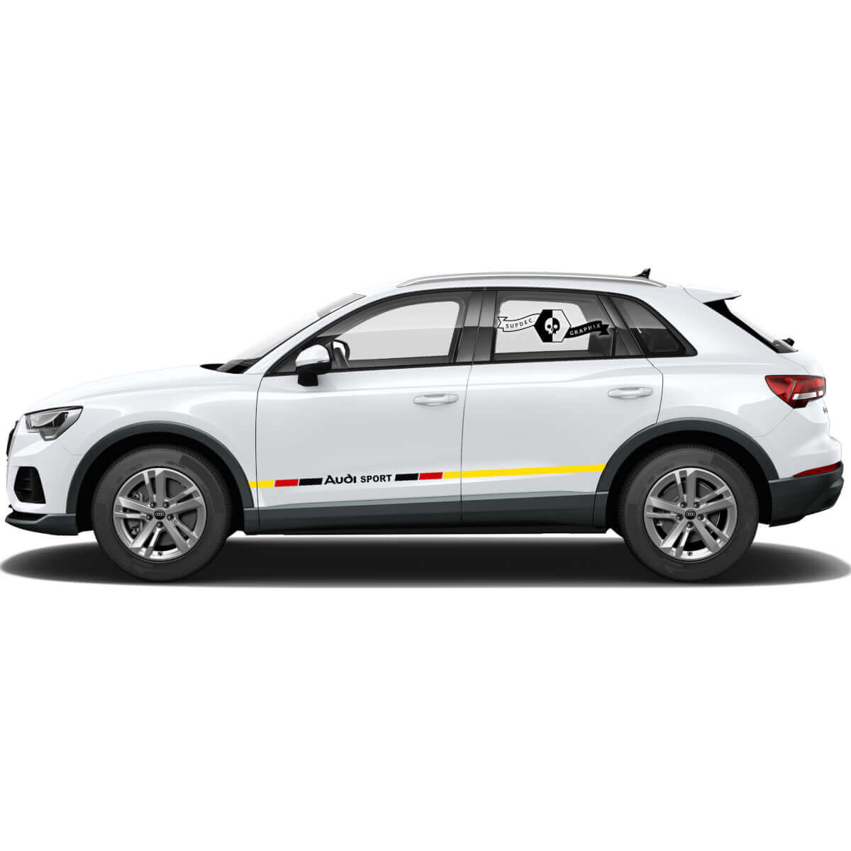 Paar Audi Q3 stickers voor de zijkant van de deur voor de rocker panel Duitse vlag Nieuw 2021 vinyl sticker
