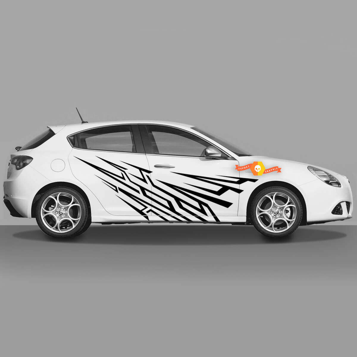 Paar vinylstickers stickers Alfa Romeo Giulietta graphics scherpe scherven op deuren 2021
