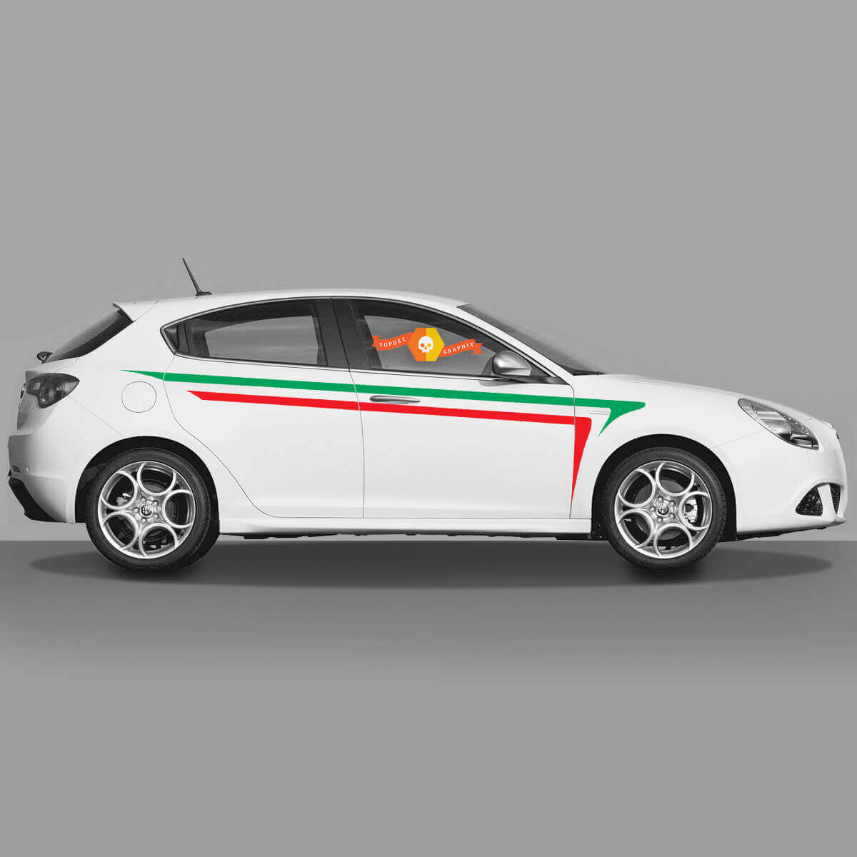 Paar Vinylstickers Stickers Alfa Romeo Giulietta Graphics Italy Flag Up op de Deuren 2021
