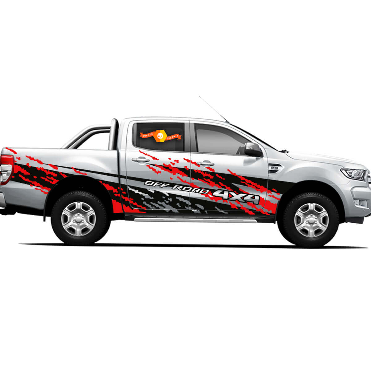 Paar Vinylstickers Stickers 4X4 Tacoma Toyota TRD Off Road Truck zijdeuren Vurige Route
