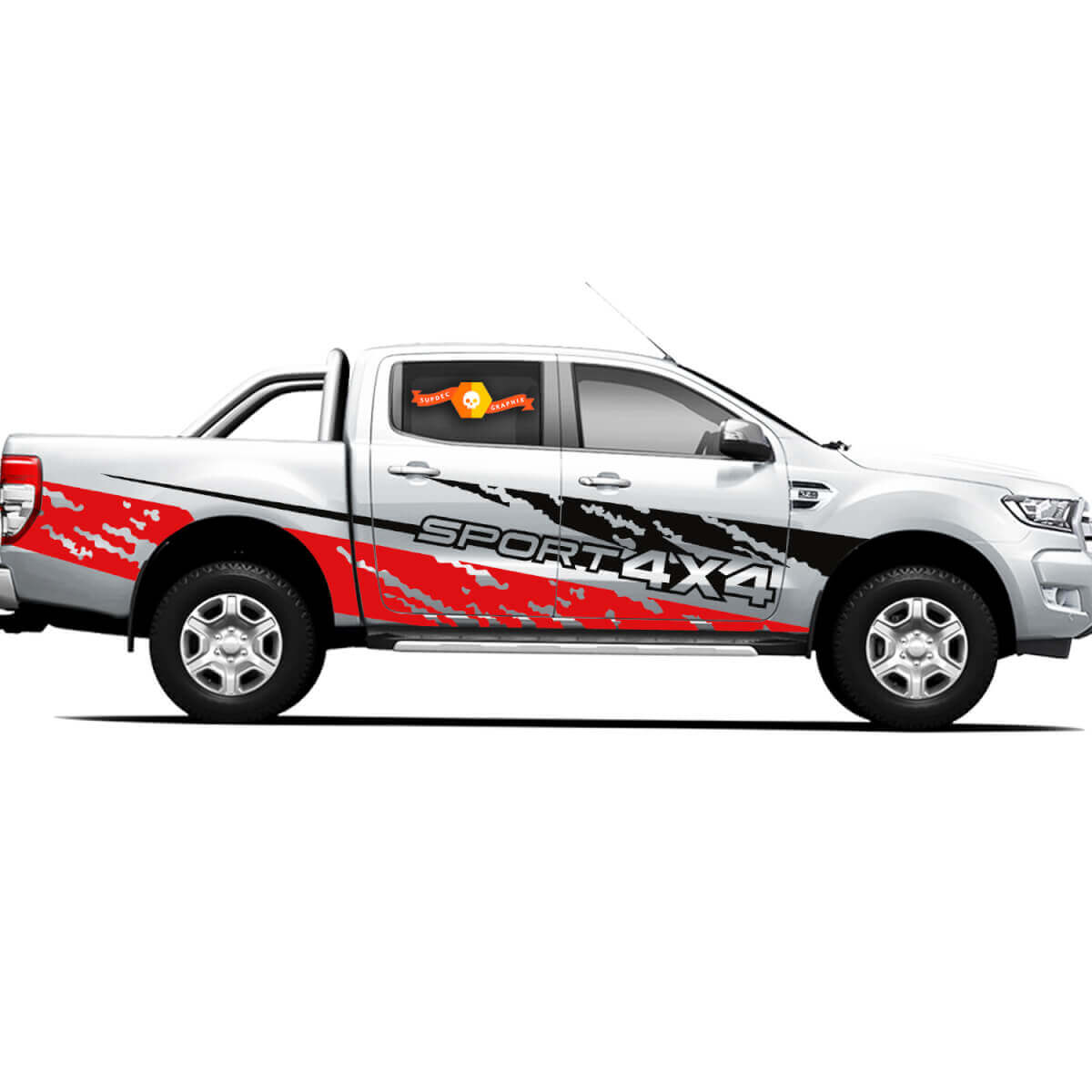 Set Vinyl Stickers Decals 4X4 Tacoma Toyota TRD Off Road Truck zijdeuren Fire And Earth
