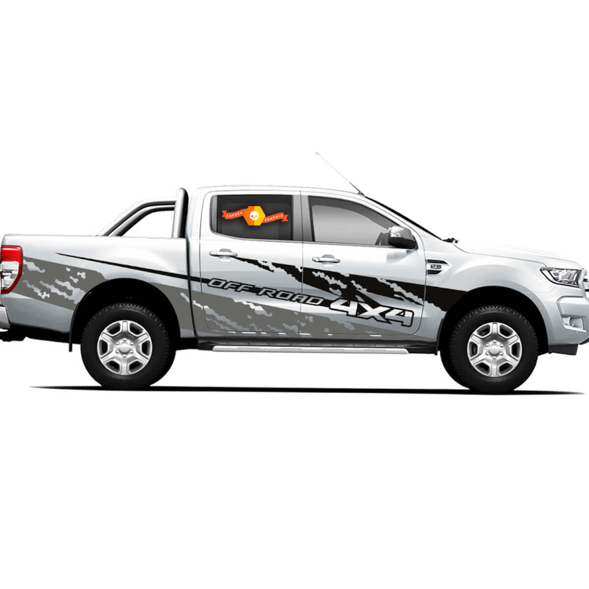 Set Vinyl Stickers Stickers 4X4 Tacoma Toyota TRD Off Road Truck zijdeuren Ash Style 2021
