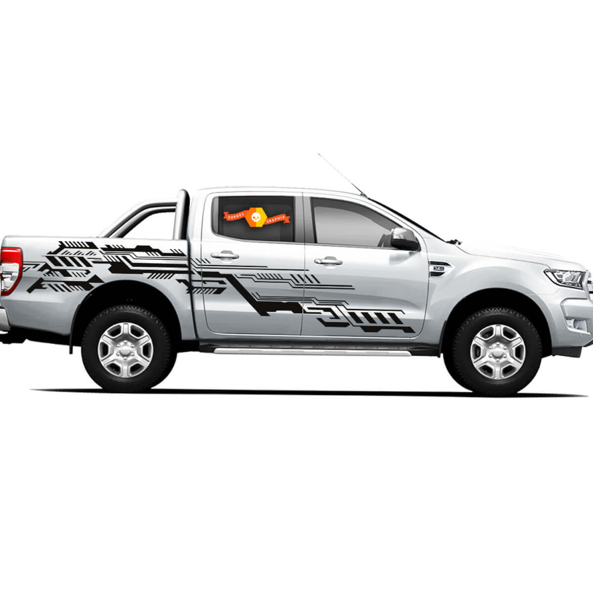 Set Vinyl Decals Stickers 4X4 Tacoma Toyota TRD Off Road Truck zijdeuren Cyberpunk Lines Chaos Nieuw
