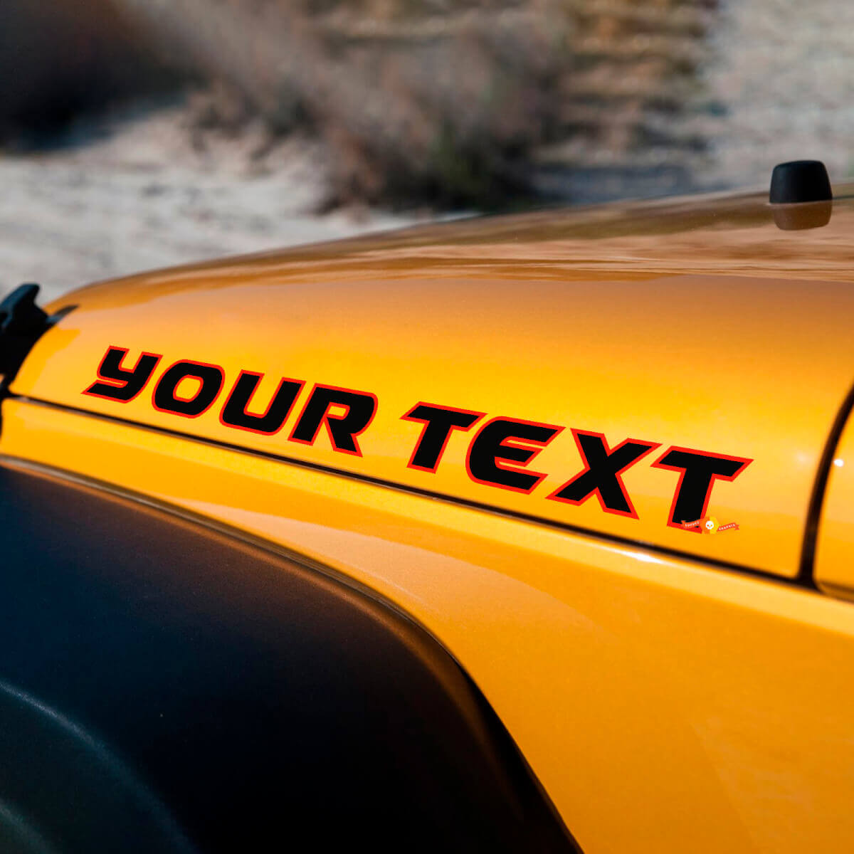 Custom Lettering Motorkap Vinyl Decal Set voor Jeep Wrangler Rubicon
