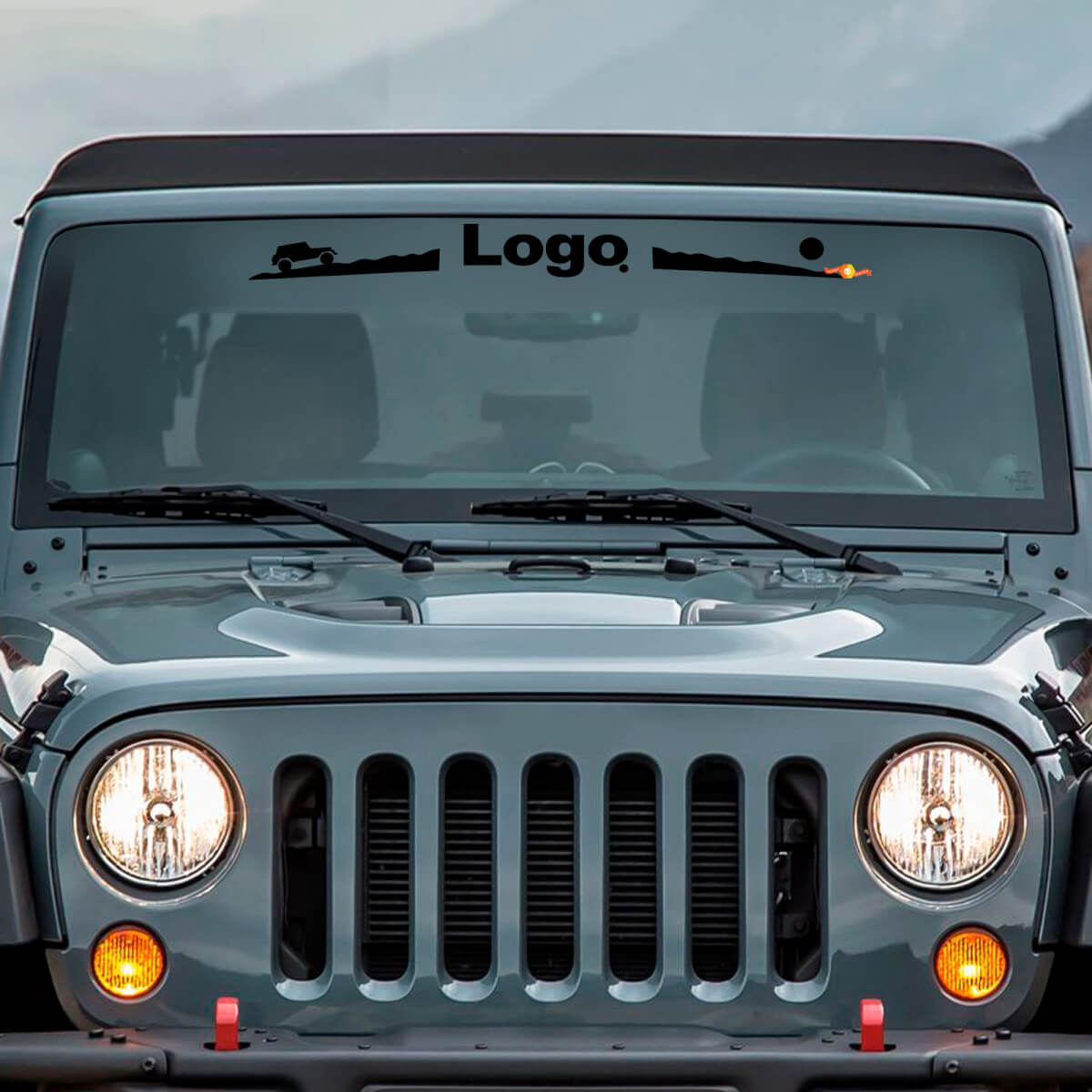 Mountain Style Logo Voorruit Vinyl Sticker voor Jeep Wrangler Rubicon