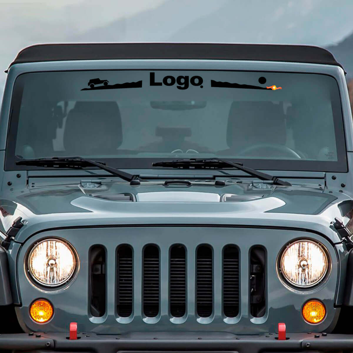 Mountain Style Logo Voorruit Vinyl Sticker voor Jeep Wrangler Rubicon