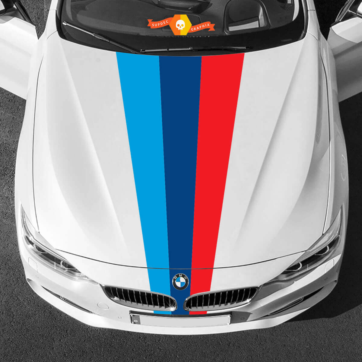 M Style Triple Motorkap Strepen Vinyl Decal voor BMW Auto's