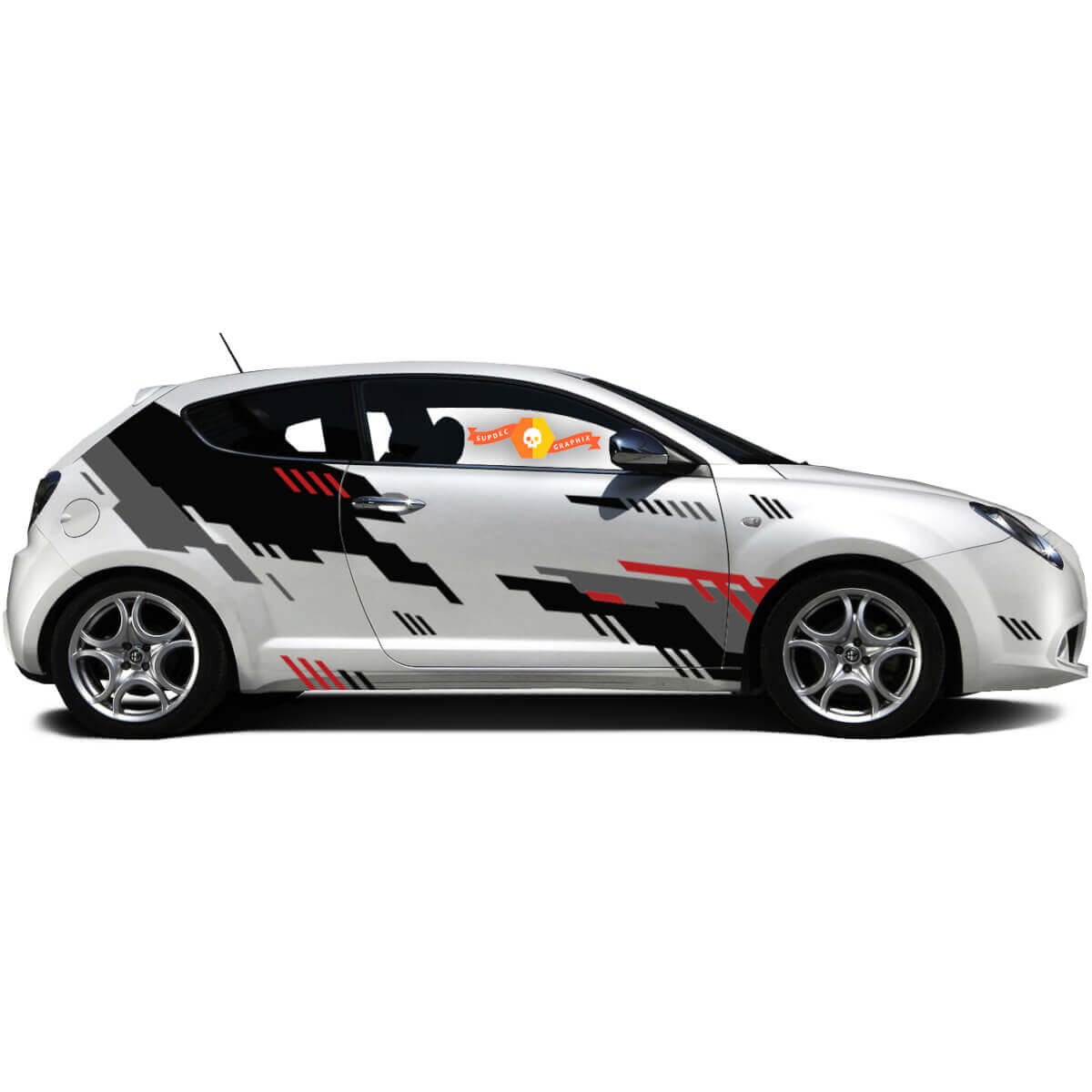 Paar Vinyl stickers zijgrafiek Stickers Alfa Romeo MITO punkstijl nieuw 2022
