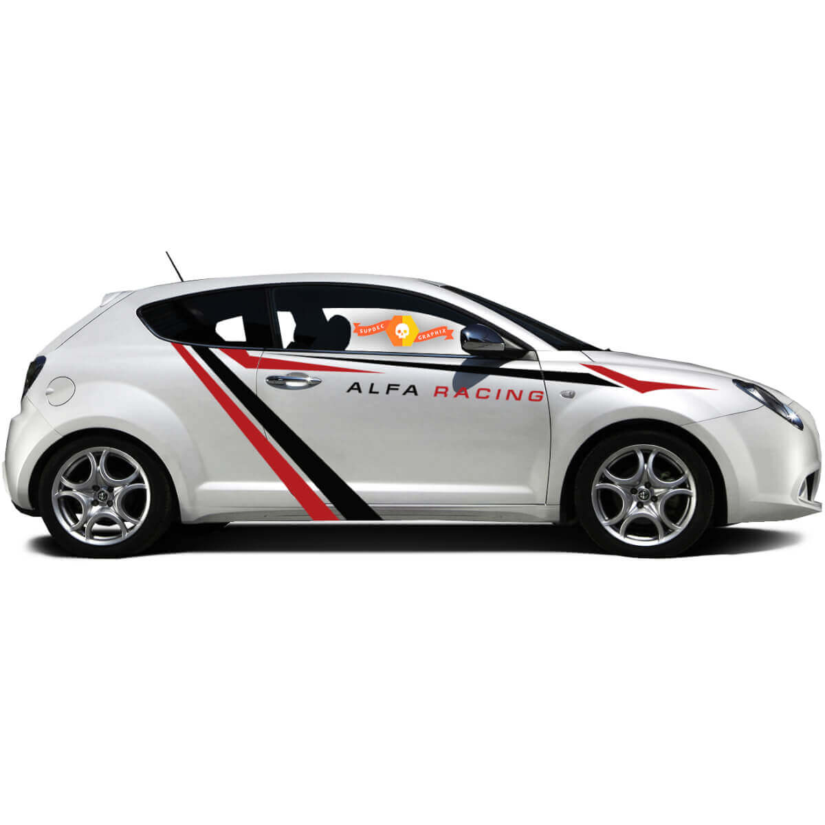 Paar Vinylstickers zijgrafiekstickers Alfa Romeo MITO Alfa Racing 2022
