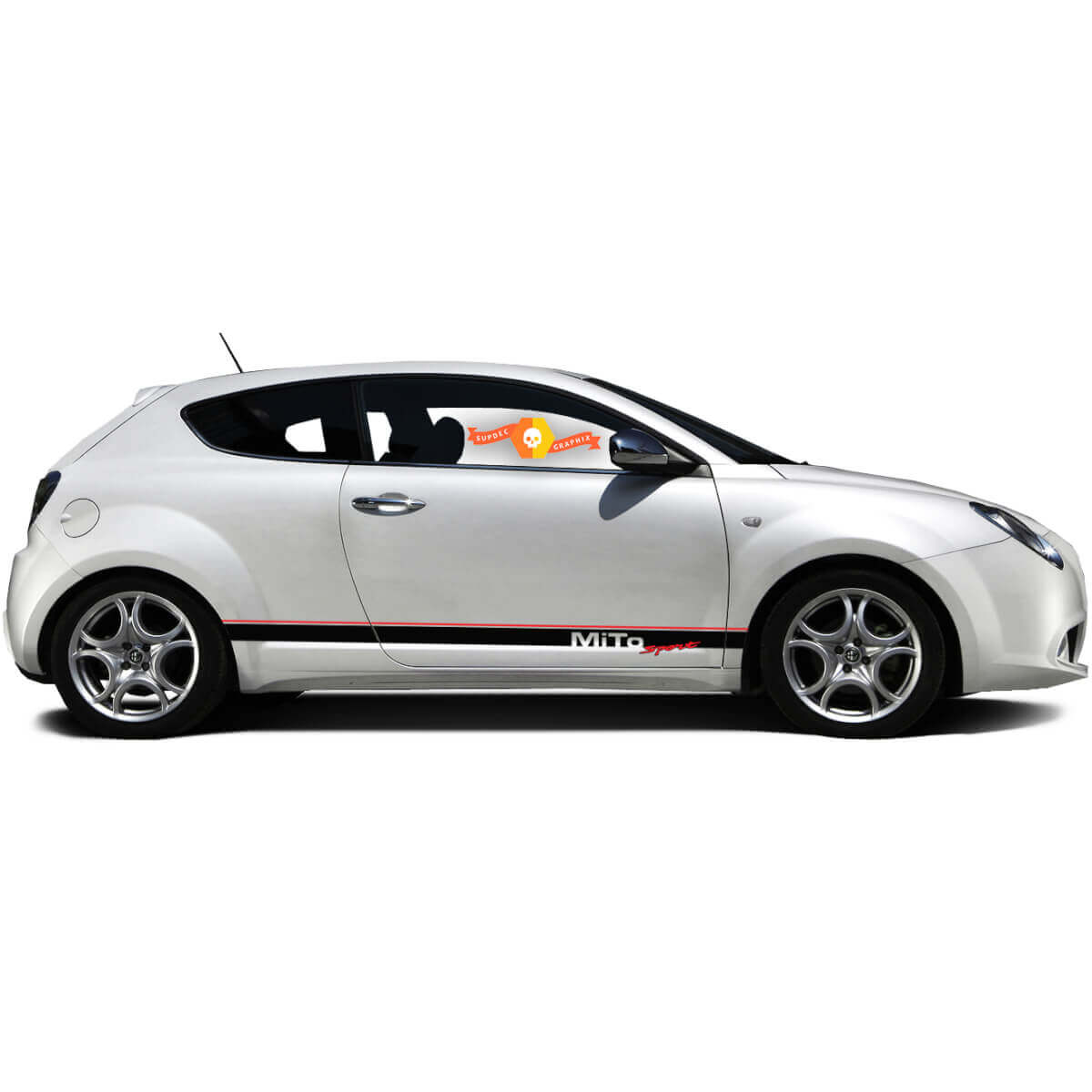 Paar Vinylstickers zijgrafiek Stickers Alfa Romeo Rocker Panel MITO Sport 2022
