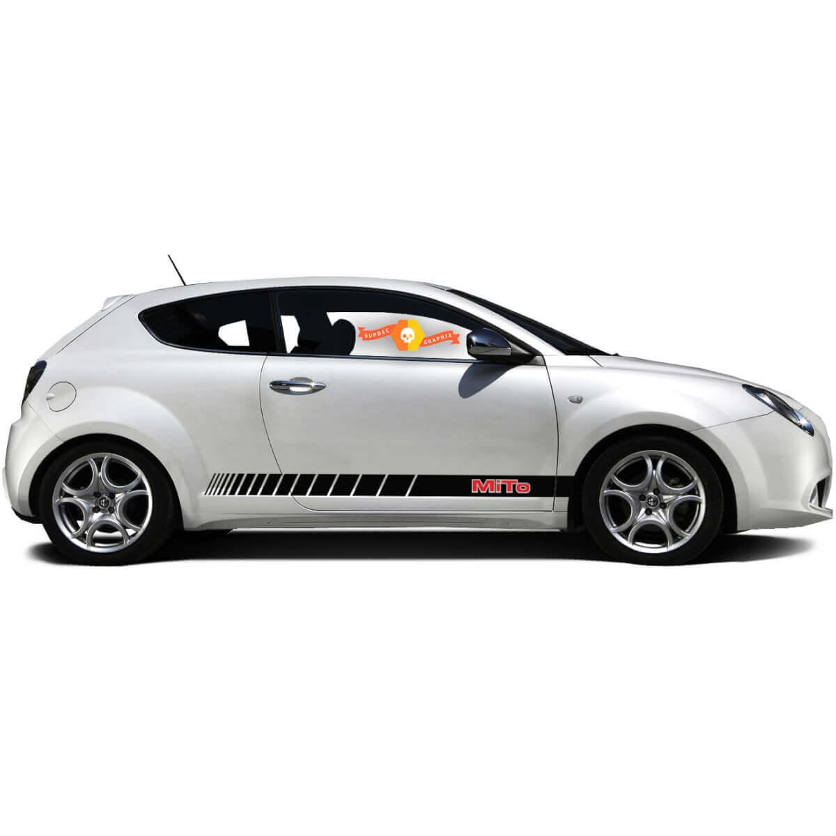 Paar Vinylstickers zijgrafische stickers Alfa Romeo Rocker Panel MITO gesneden strip 2022
