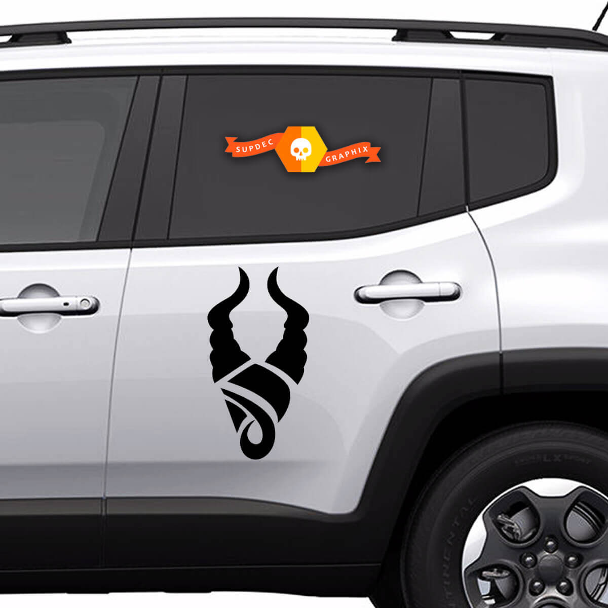 Paar Vinylstickers zijgrafiekstickers Jeep Renegade Silhouet Steenbok Nieuw 2022
