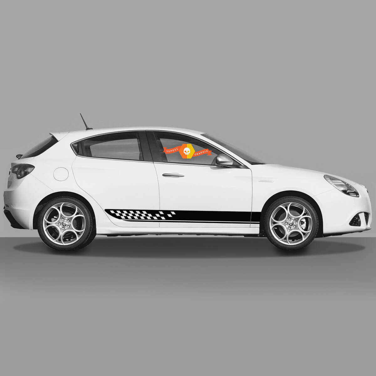 Geruite Strepen Zijvinyl Sticker voor Alfa Romeo Giulia