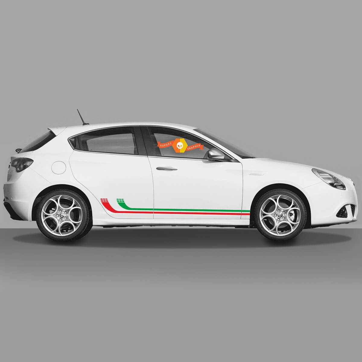 2x Alfa Romeo Giulietta Stickers Decals Vinyl dorpelpaneel dubbele strepen eenvoudig 2022
