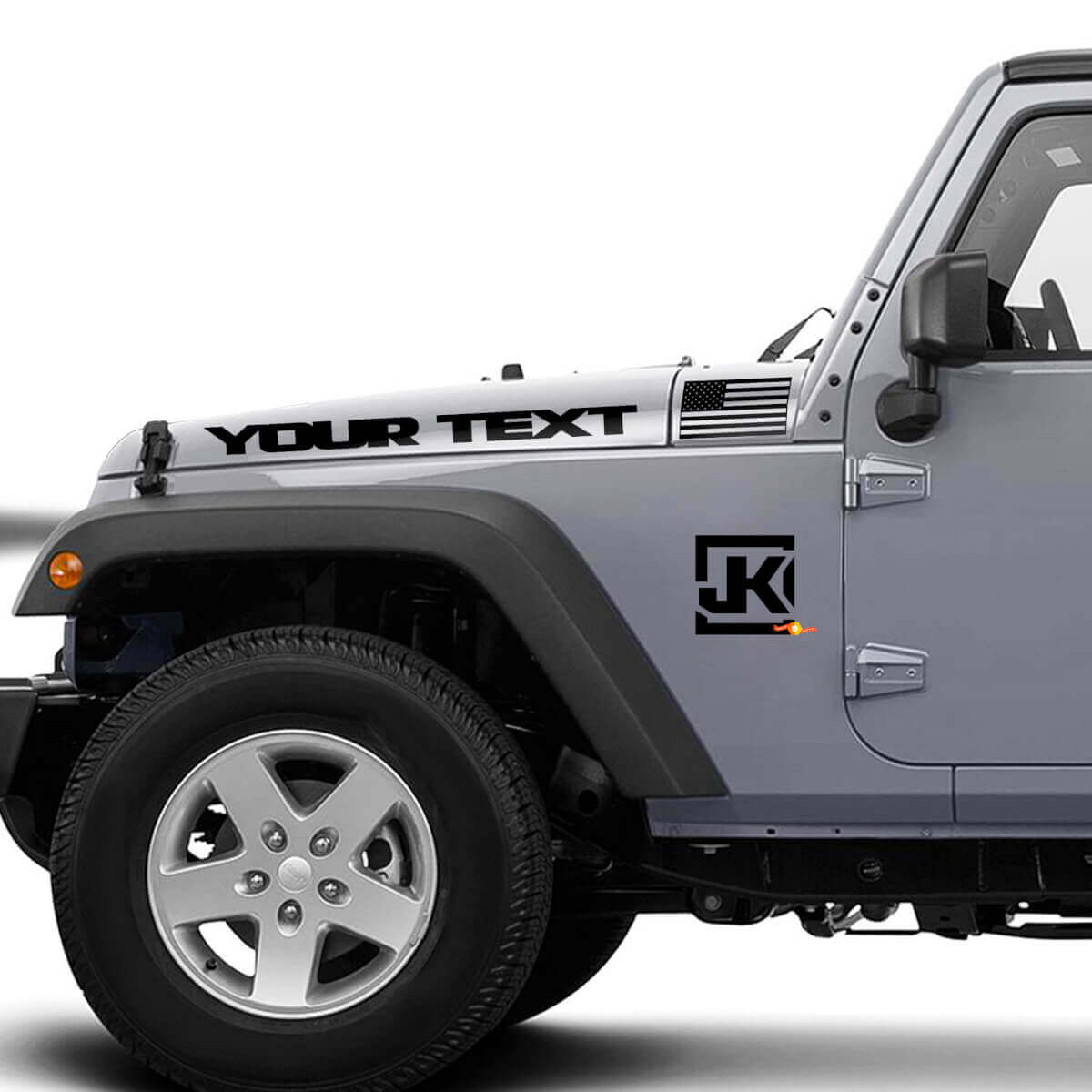 Custom Tekst USA Vlag JK Logo Motorkap & Zij Vinyl Decal Kit voor Jeep Wrangler JK