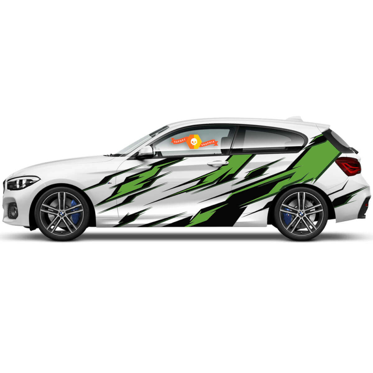 Paar vinylstickers grafische stickers aan de zijkant voor BMW 1 Serie 2015 Ninja-stijl
