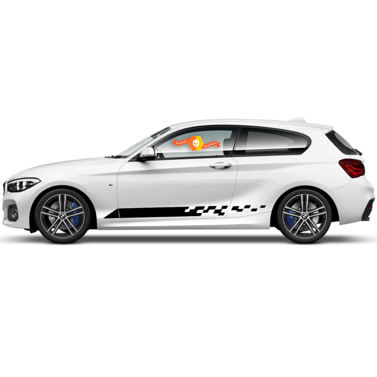 Paar Vinyl Decals Grafische Stickers zijde voor BMW 1 Serie 2015 neerklapbare lijn nieuw
