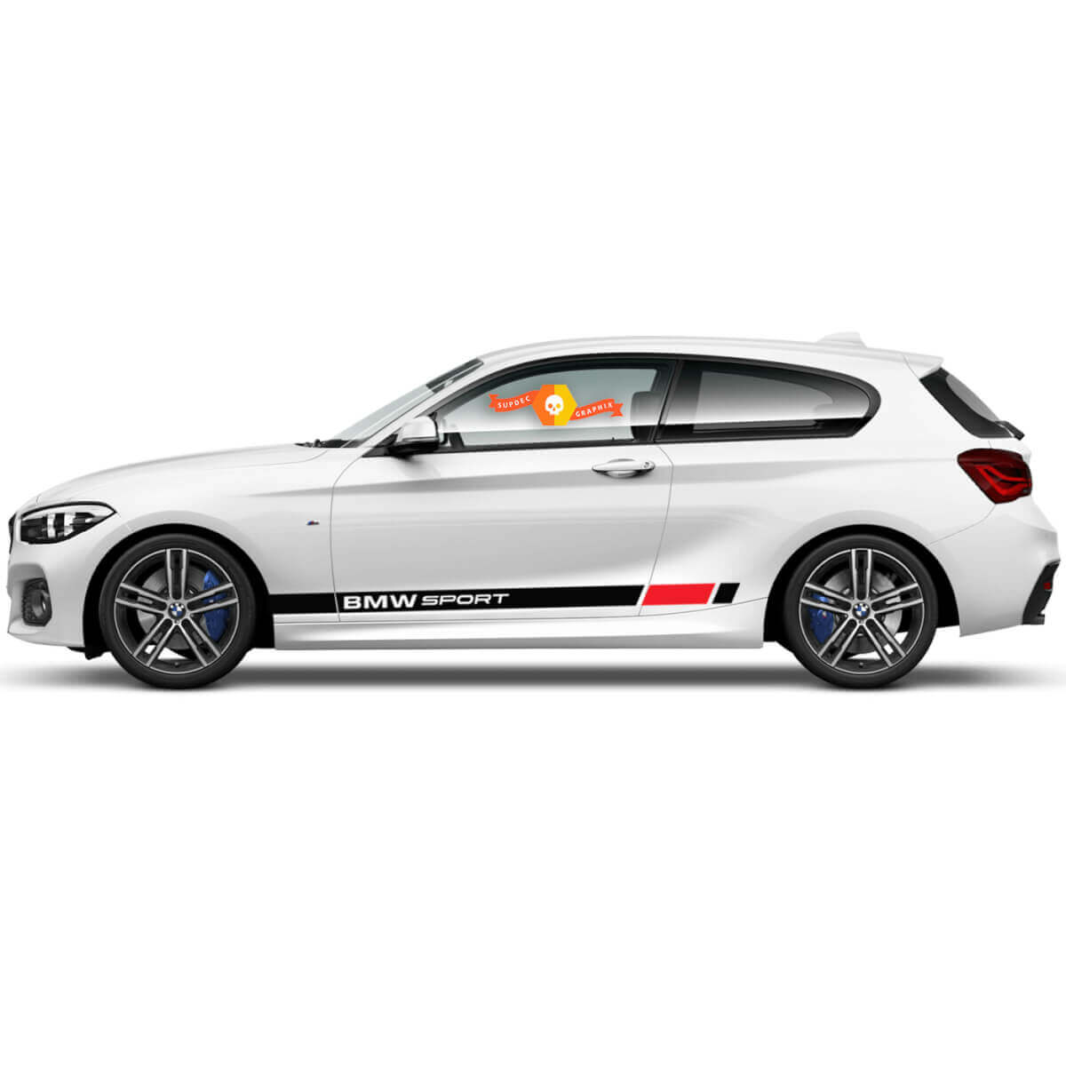 Paar Vinylstickers Grafische Stickers zijrockerpaneel bmw 1-serie 2015 SPORT nieuw
