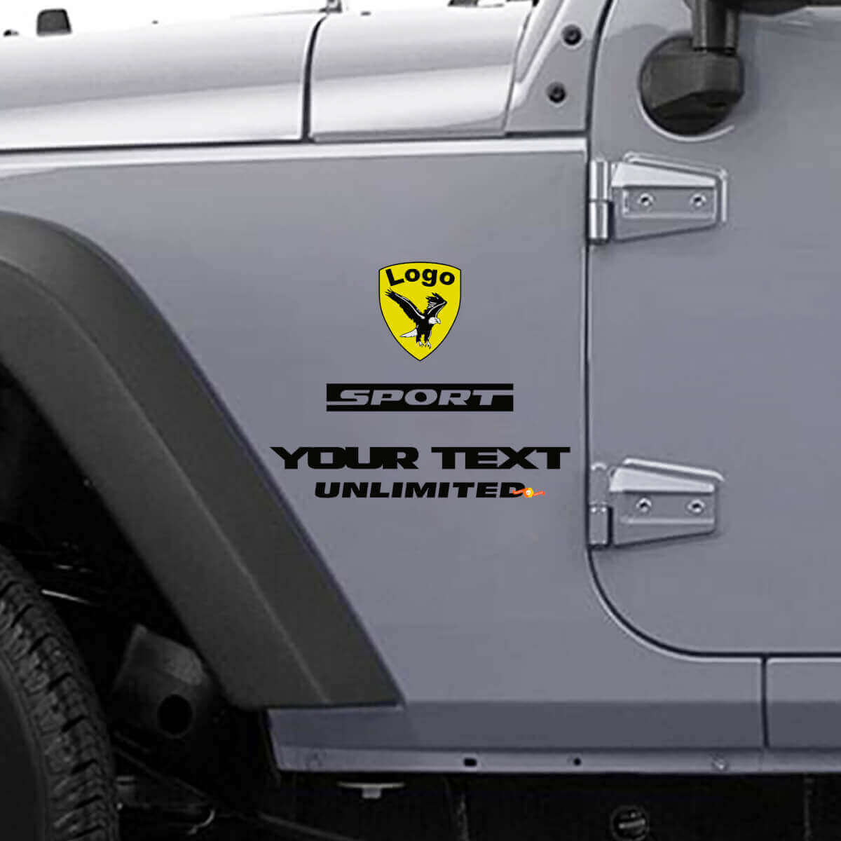 Custom Bald Eagle Sport Zij Vinyl Decal Kit voor Jeep Wrangler