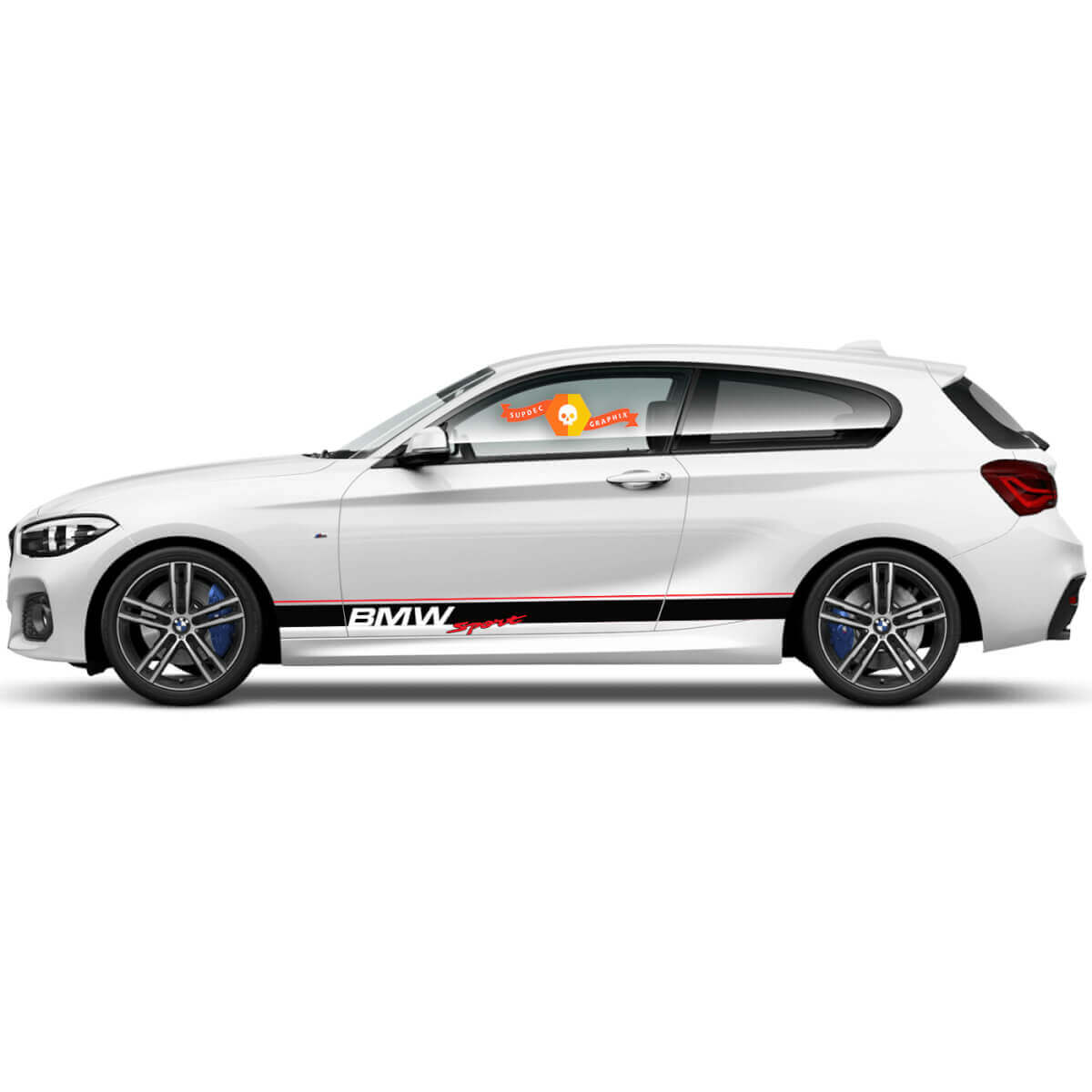 Paar Vinyl Decals Grafische Stickers zijde bmw 1 serie 2015 Rocker panel SPORT
