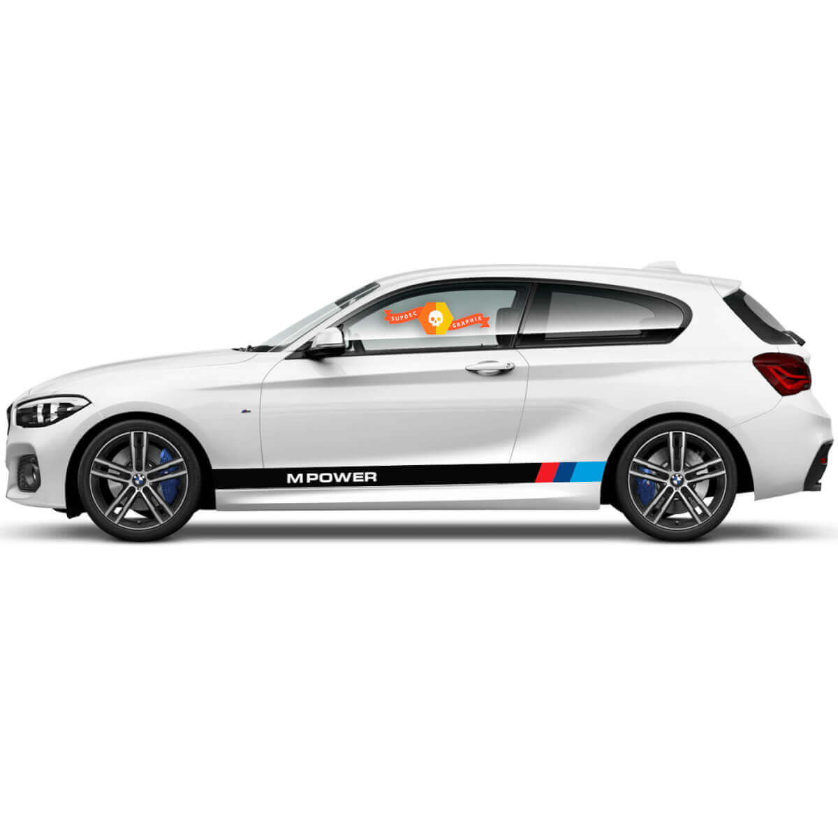 Paar Vinyl Decals Grafische Stickers zijde bmw 1 serie 2015 Rocker panel M POWER nieuw
