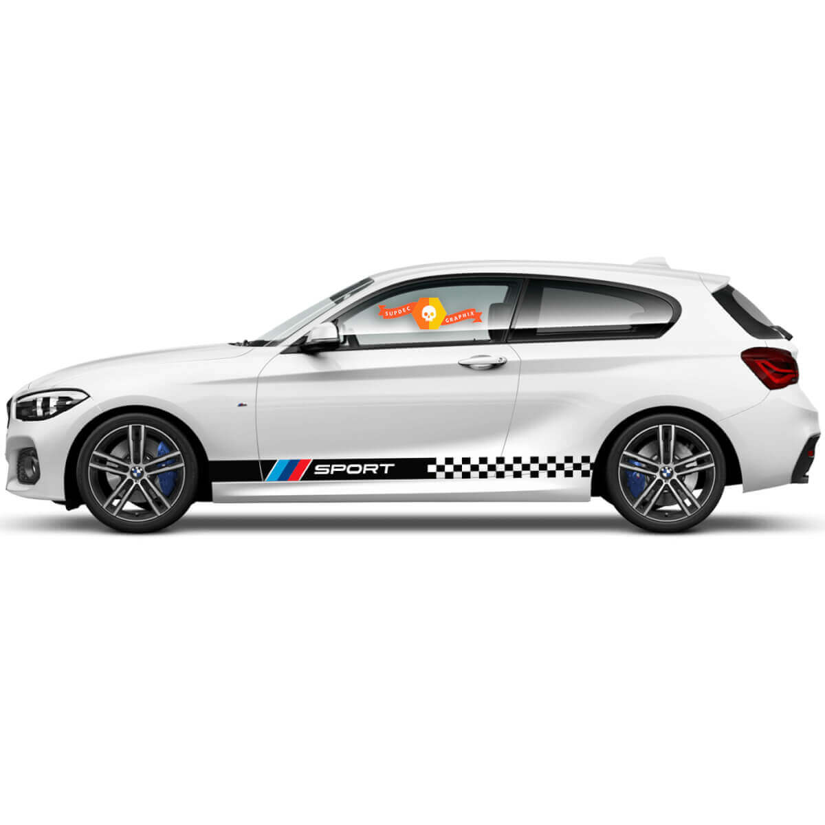 Paar Vinyl Decals Grafische Stickers zijde bmw 1 serie 2015 Rocker panel Racing geblokte vlag Sport 2022
