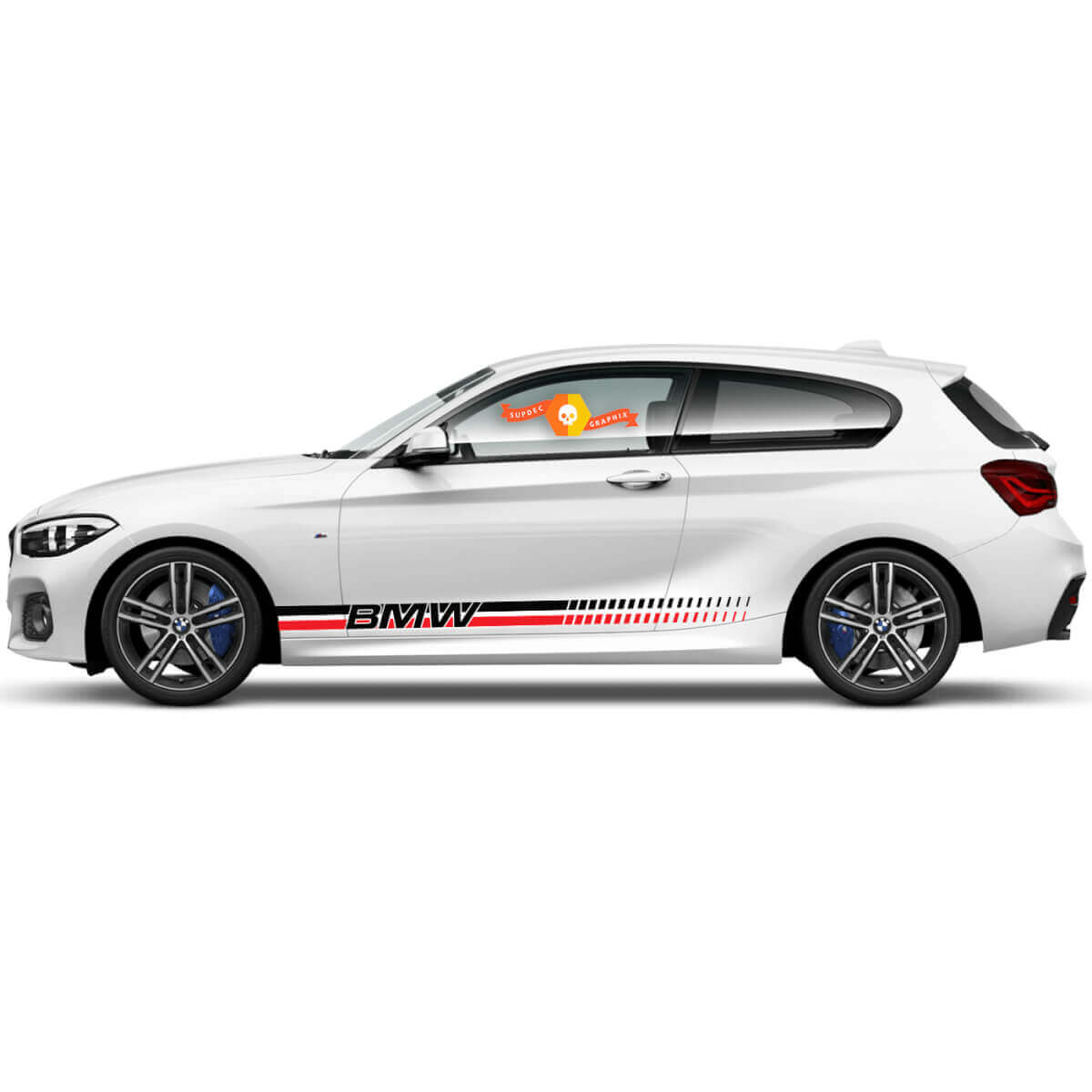 2x Vinyl Stickers Grafische Stickers zijde bmw 1 serie 2015 rocker panel Racing stijl nieuw
