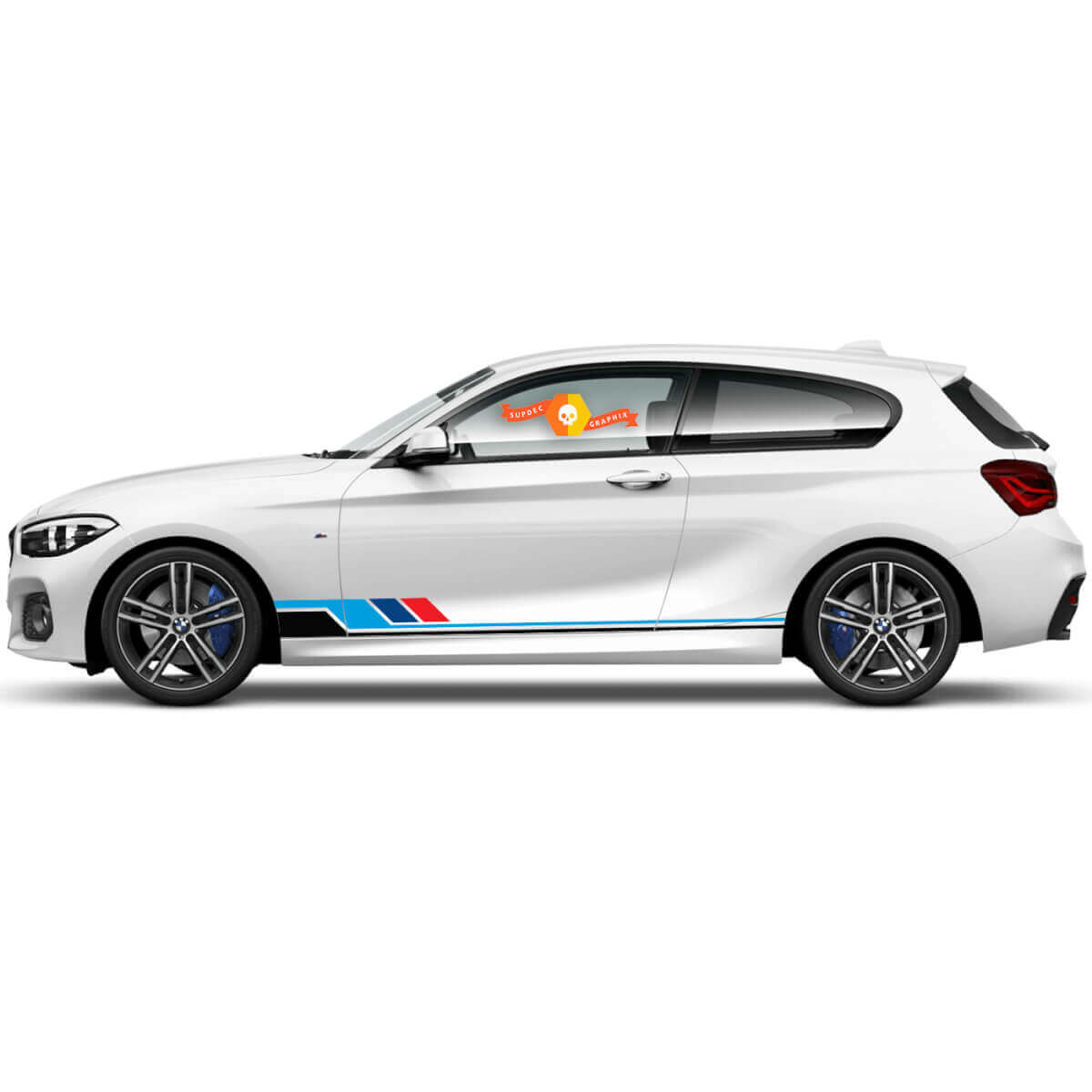 2x Vinyl Decals Grafische Stickers zij bmw 1 serie 2015 rocker panel strips nieuw
