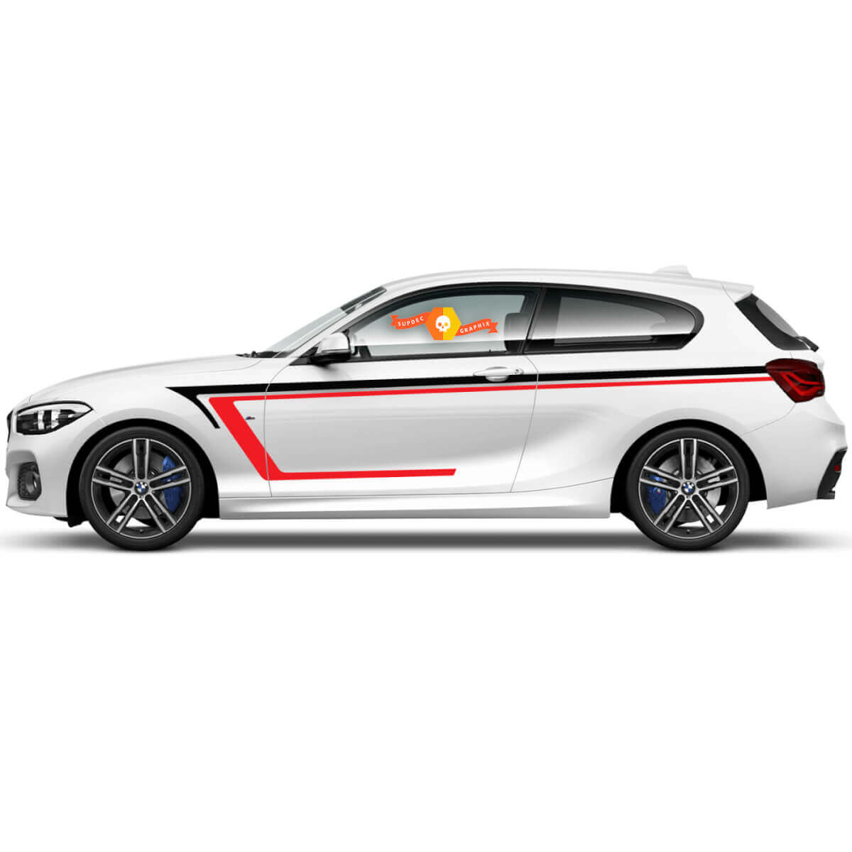 2x Vinyl Stickers Grafische Stickers zijde bmw 1 serie 2015 deurtekening nu 2022
