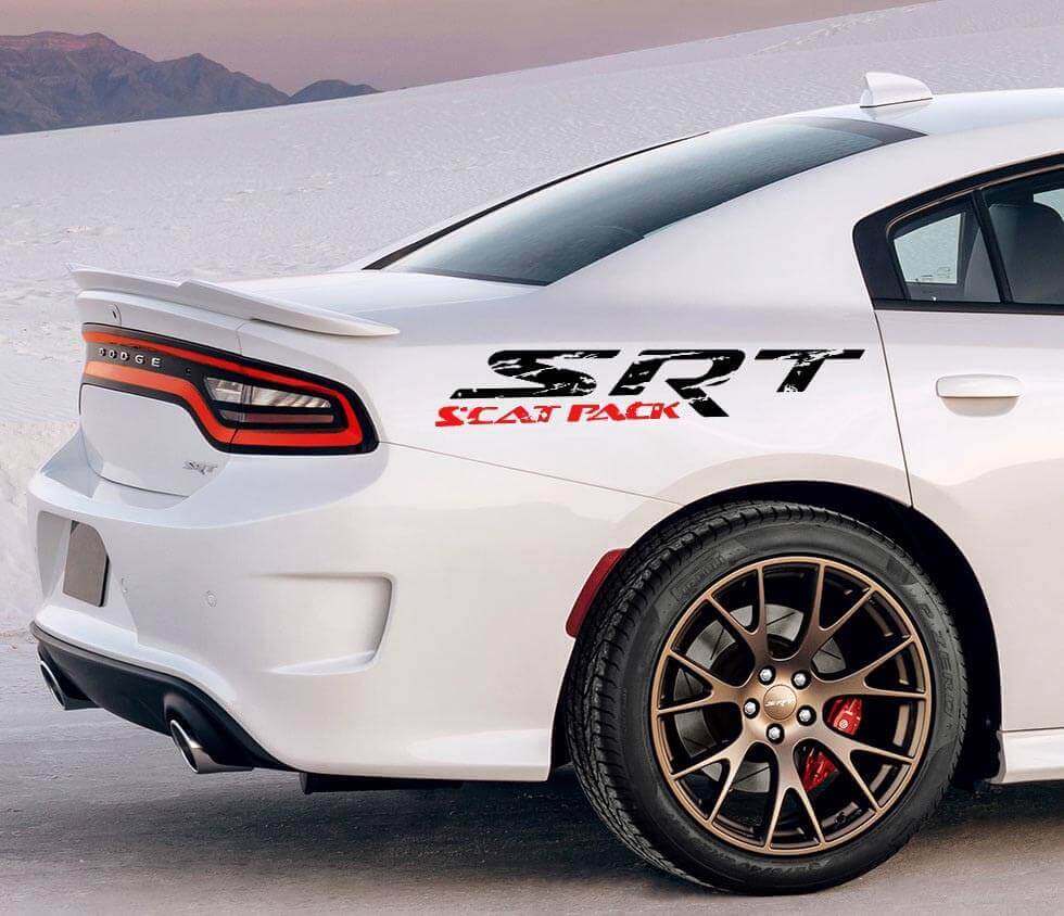 Beschadigde SRT Scat Pack Zijvinylsticker voor Dodge Charger of Challenger