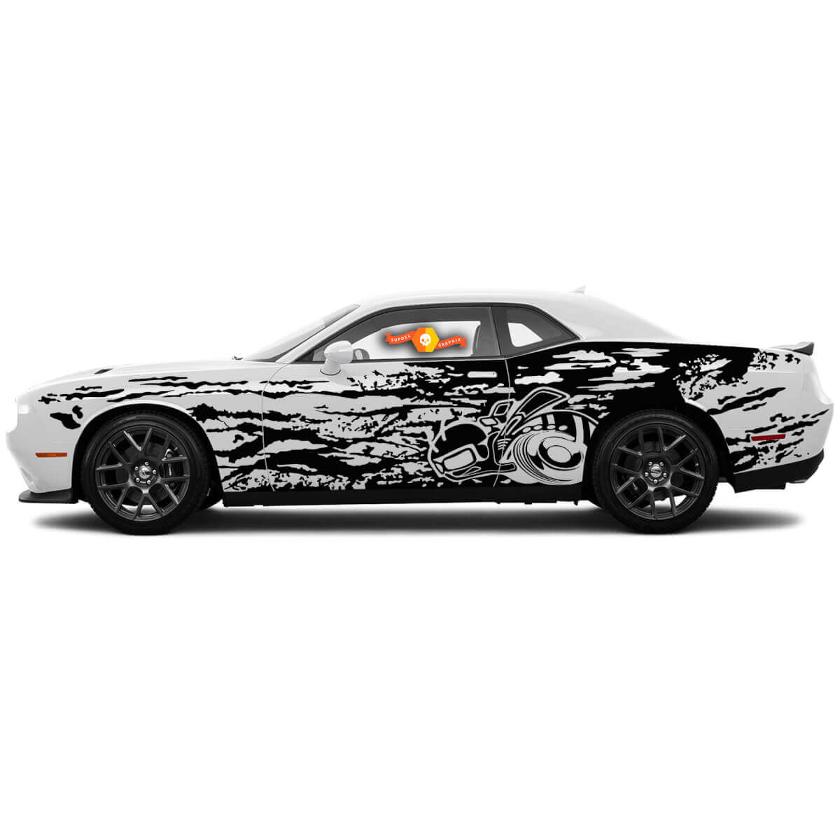 Super Bee Grunge-stijl zijvinylstickerset voor Dodge Challenger Charger