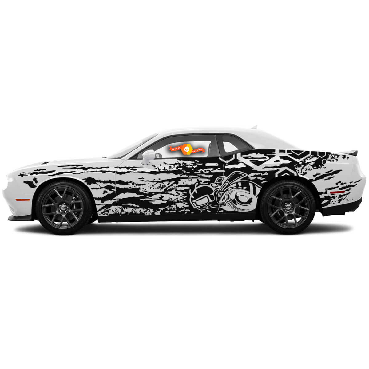 Set Super Bee Grunge Hexagon Deurzijdecals voor Dodge Challenger of Charger
