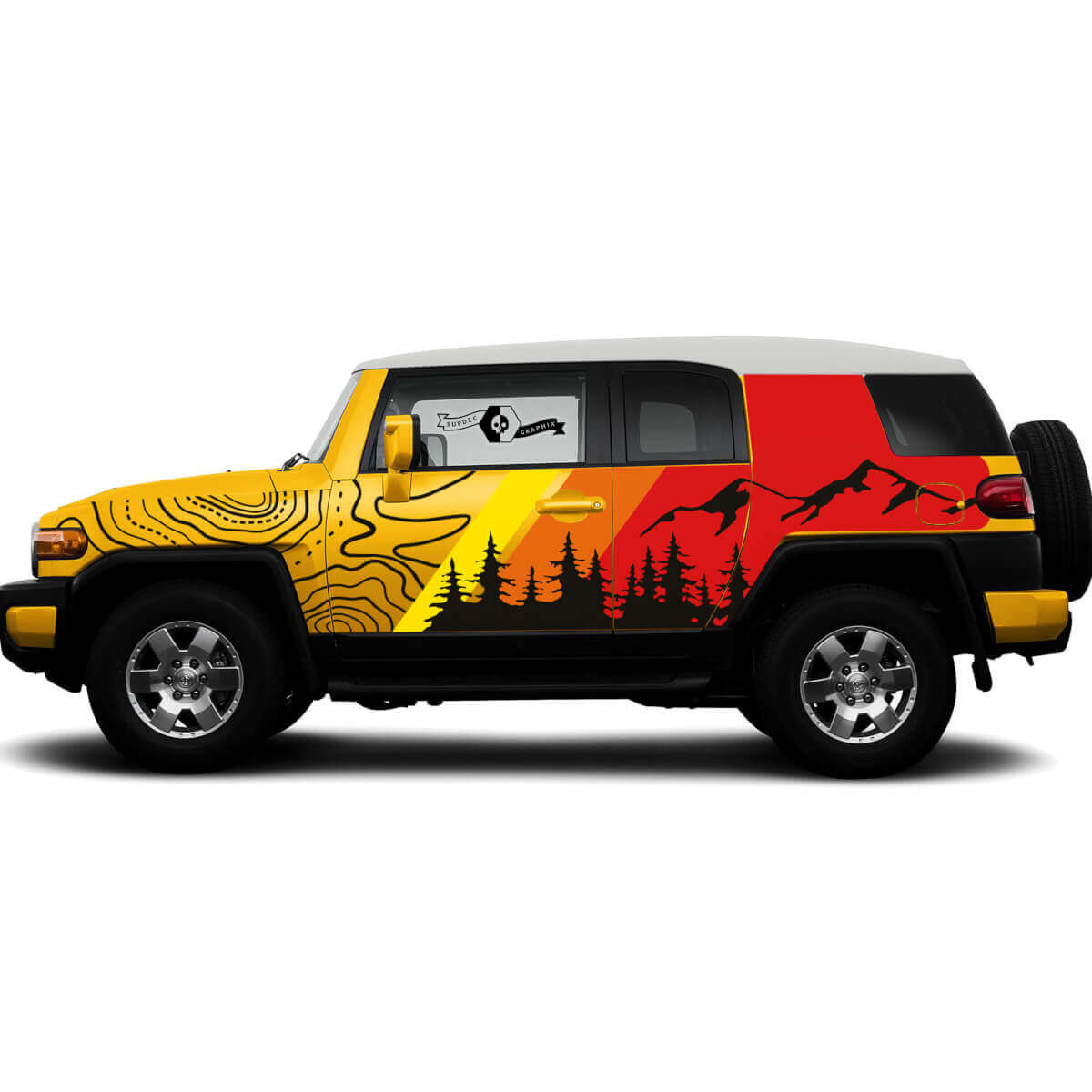 Mountains Vintage Stijl Gehele Zijkant Vinyl Sticker Decal Voor Toyota FJ Cruiser