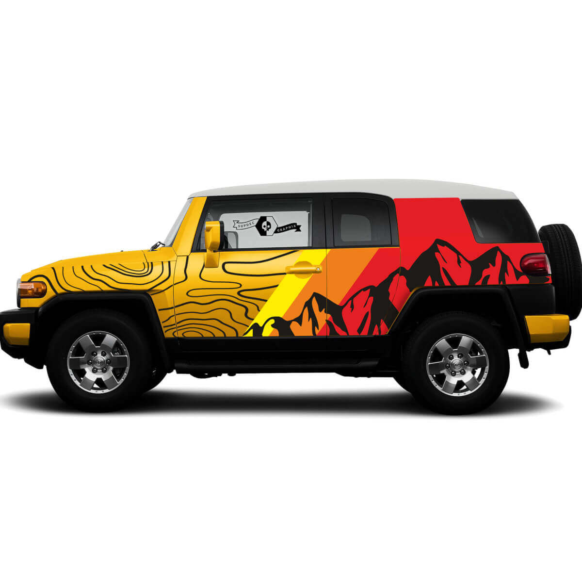 Mountains Contour Kaart Vintage Volledig Lichaam Vinyl Decal Kit Voor Toyota FJ Cruiser