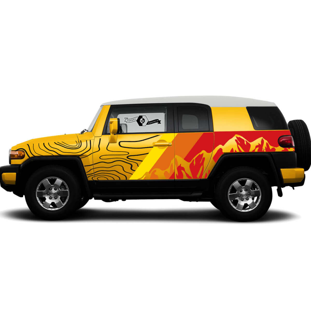 Mountains Contour Map Volledige Lichaam Vinyl Sticker Decal Voor Toyota FJ Cruiser