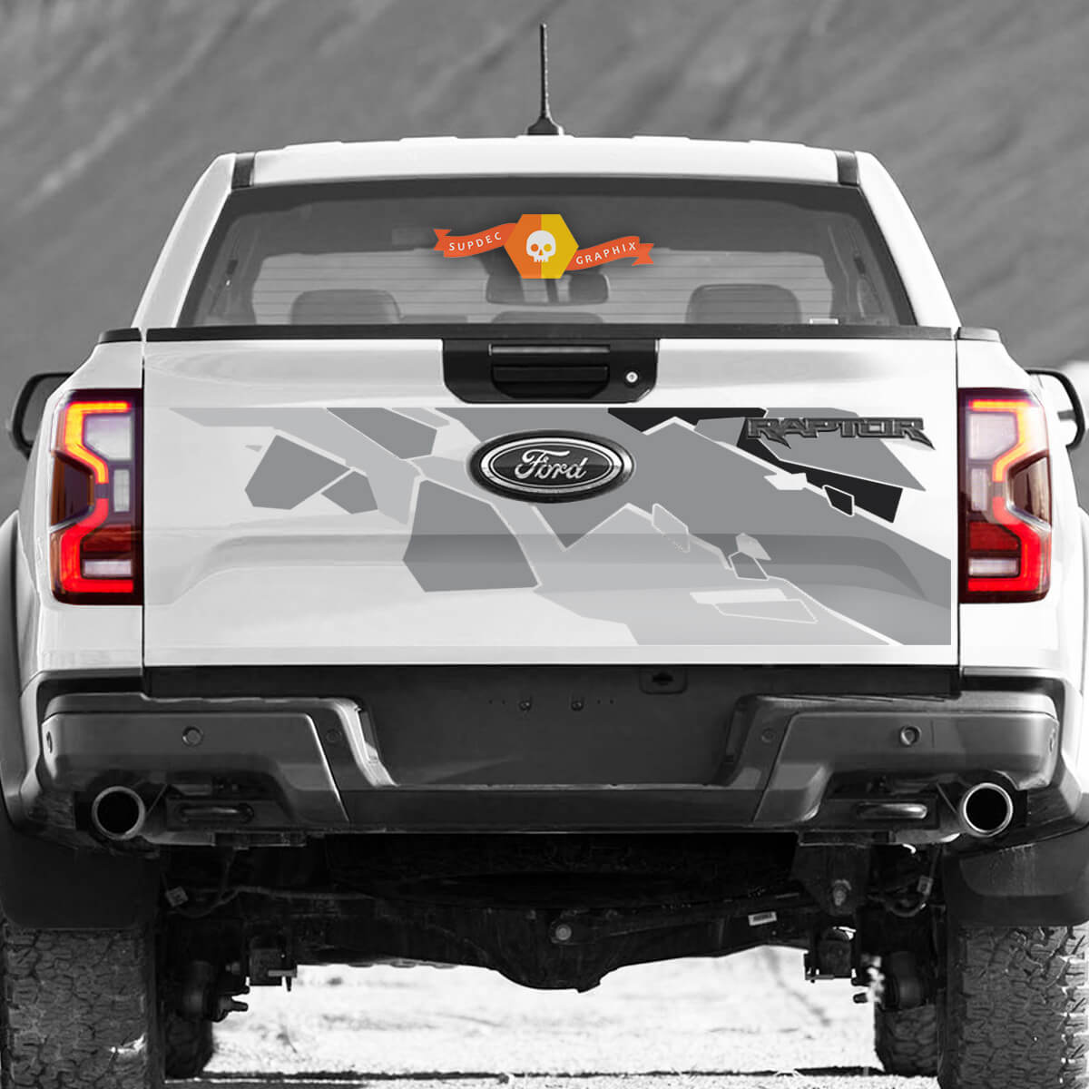 Geometric Camouflage — Vinylsticker (achterklep) voor Ford F-150 Raptor 2022
