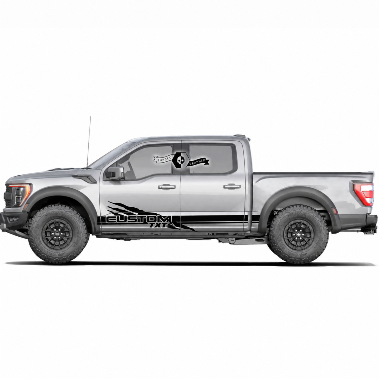 CUSTOM TXT Claw Dubbel Streep Paar Rocker Panel Vinyl Decal Sticker voor Ford F-150 2022