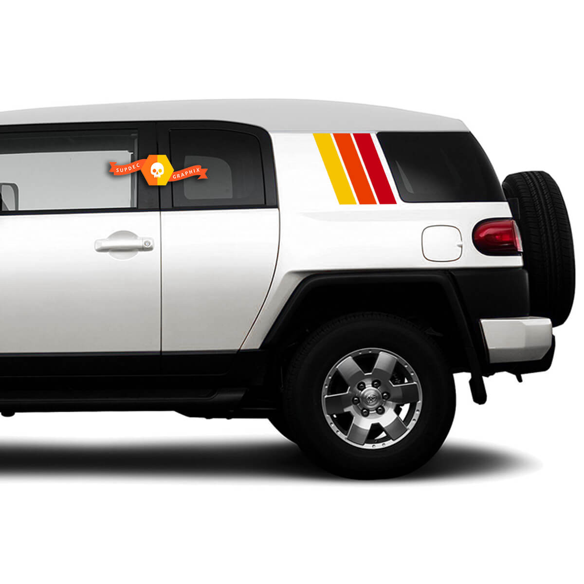 Paar drie kleuren Old School Toyota FJ Cruiser Stripes Side Vinyl Decals Stickers voor Toyota FJ Cruiser - Drie buitenkleuren