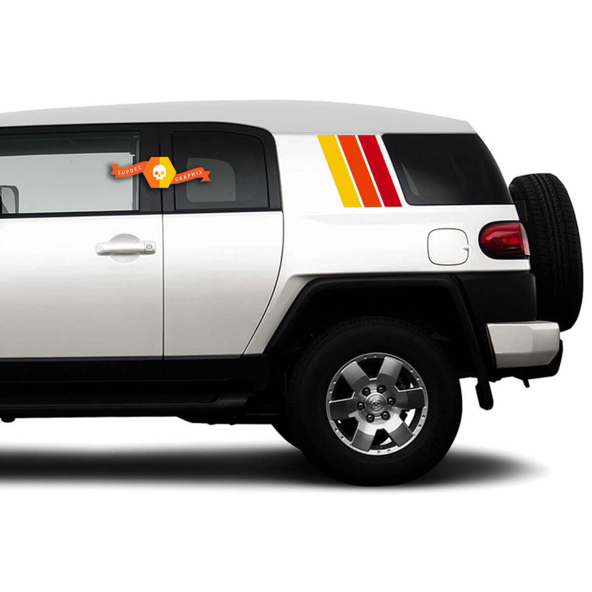 Set van drie kleuren Old School Toyota FJ Cruiser Strepen Zijkant Vinyl Decals Stickers voor Toyota FJ Cruiser -- Drie Exterieurkleuren
