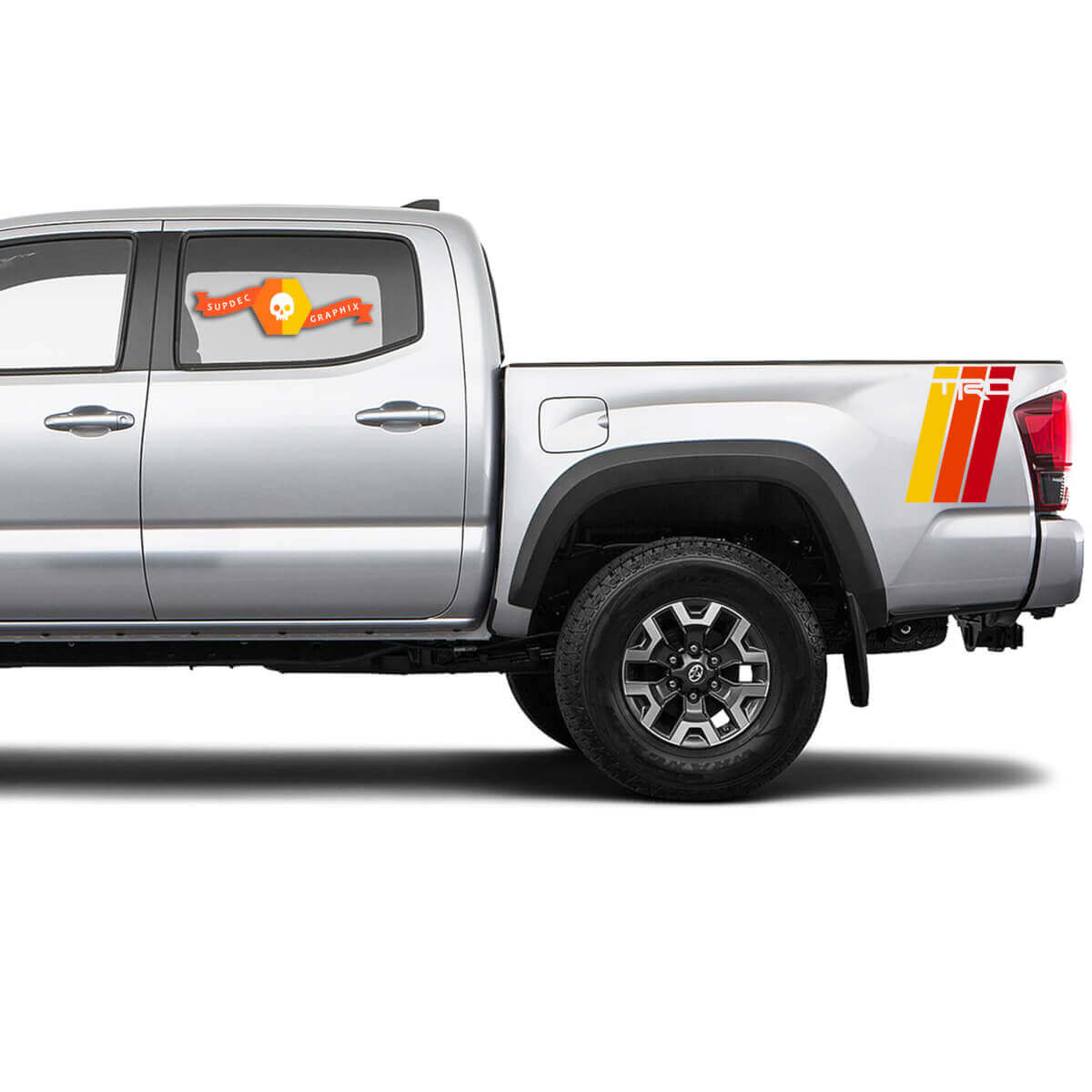 Retro TRD-stijl zijkantstrepen vinyl decal set voor Toyota Tacoma