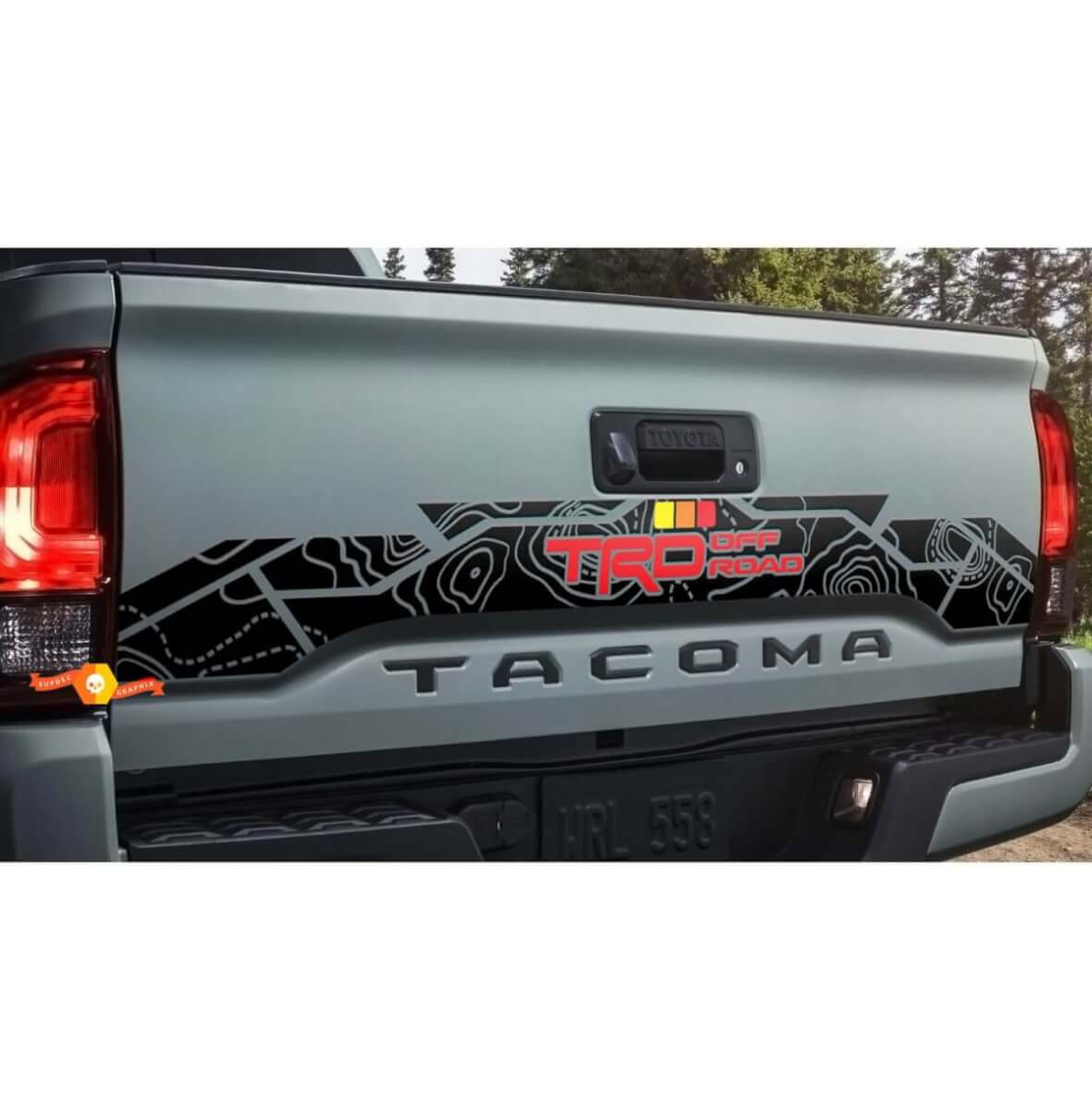 TRD Off Road Topografische Kaart Achterklep Vinyl Decal Sticker voor Toyota Tacoma 2016-2024