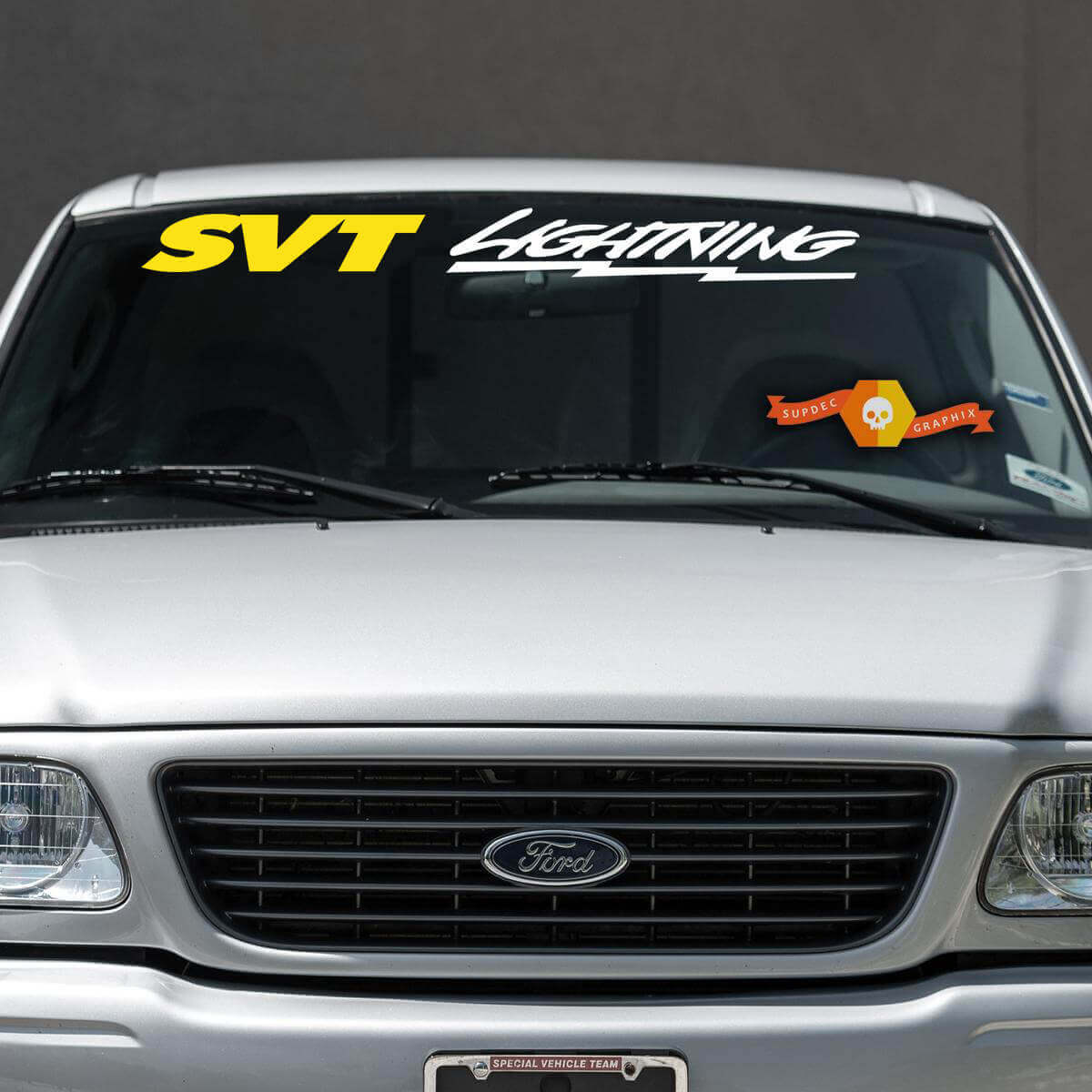 2 Kleuren  -  FORD - SVT LIGHTNING VOORRUIT BANNER raamtopper Sticker Decal
