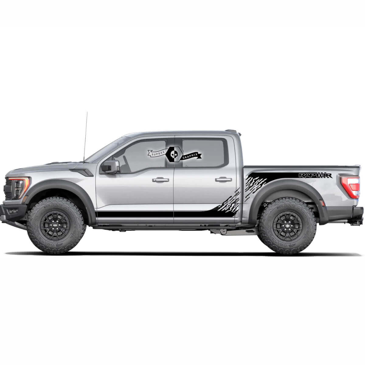 2 Paar Ford F150 Raptor 2020-2022 Nieuwe zijbed en Raptor Side Rocker Panel graphics decal sticker
