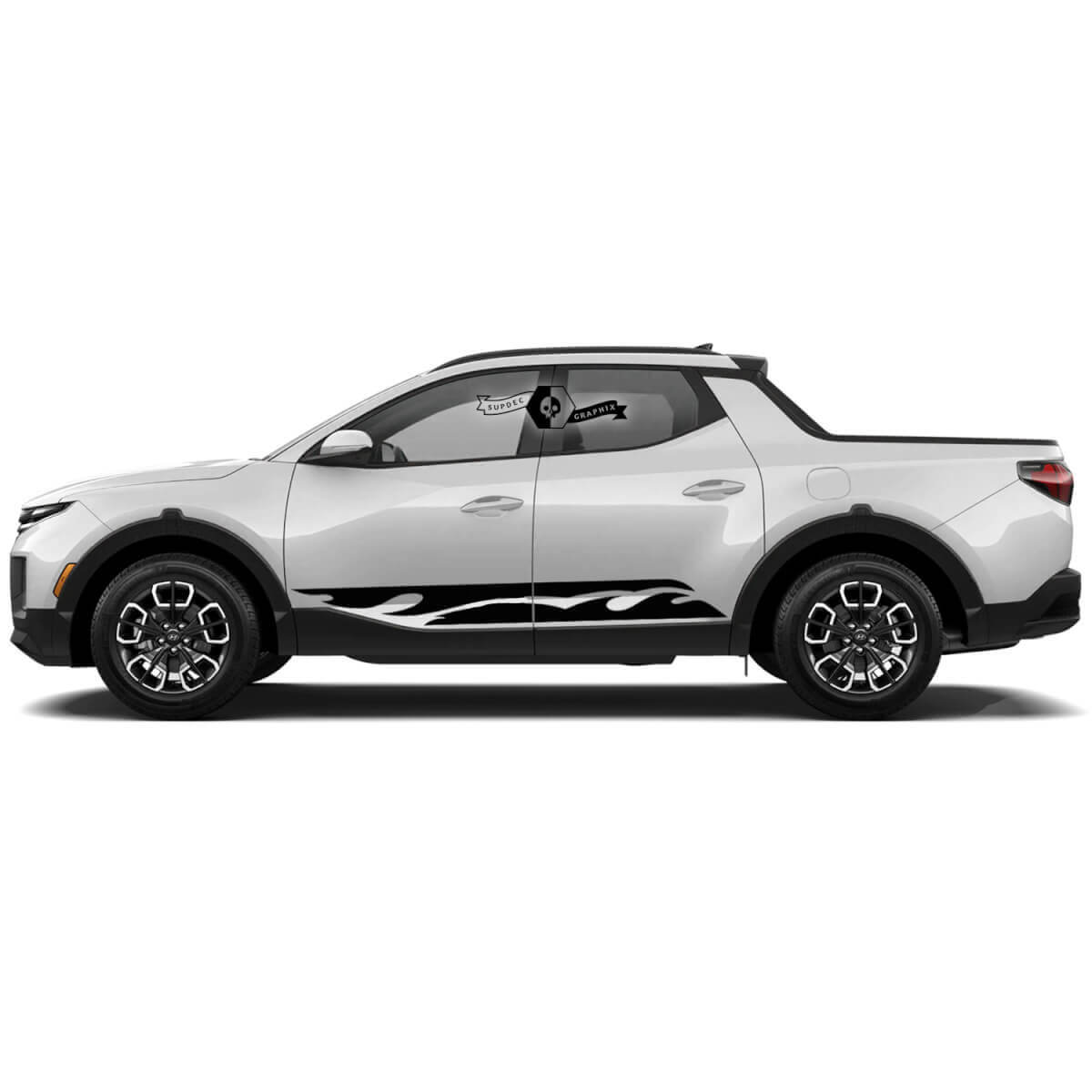 Nieuw paar Hyundai Santa Cruz Modern Waves Rally Side Rocker Panel Vinylstickers Sticker Grafische kit