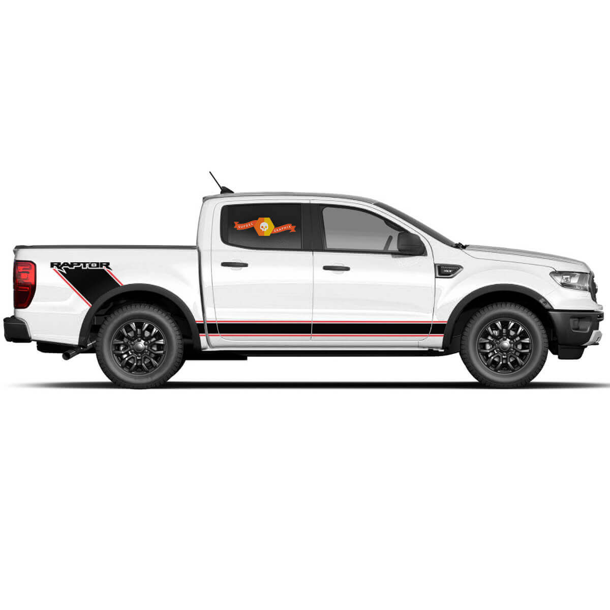 Pair Ford F150 Raptor pick-up 2 kleuren Streep volledige grootte sticker
