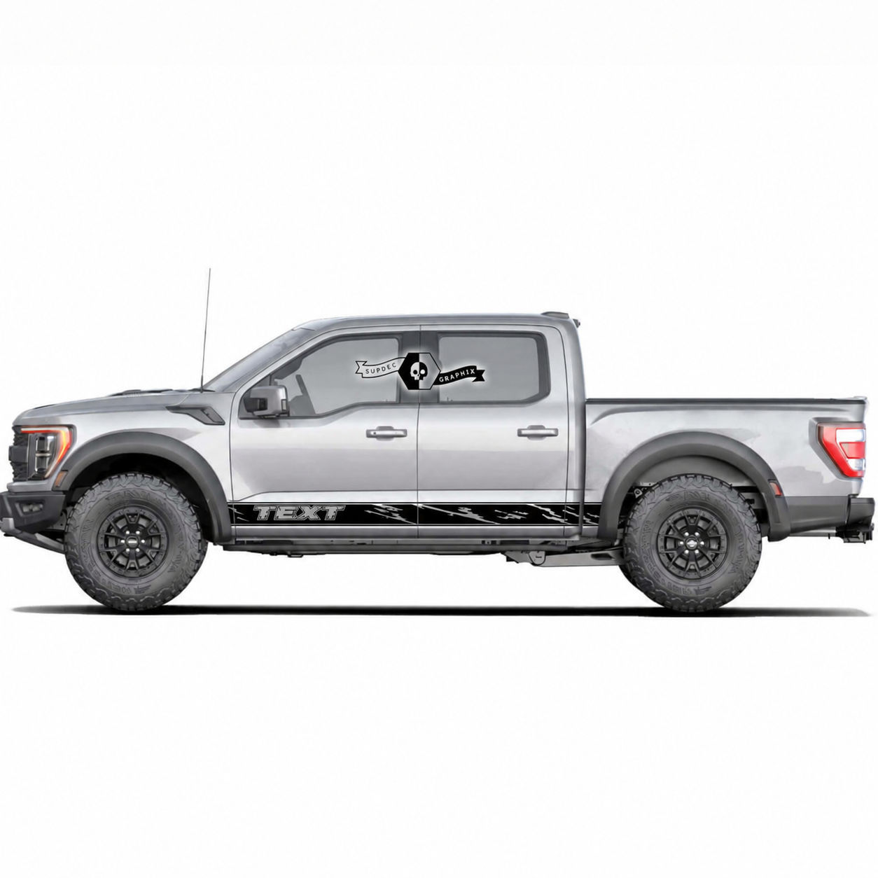 Aangepaste tekst zijskirts vinylstickers decals set van 2 voor musclecar truck power truck