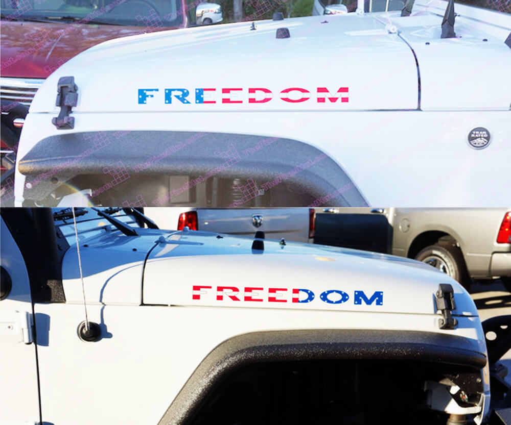 USA Vlag Stijl Vrijheid Motorkap Vinyl Stickers Set voor Jeep Wrangler
